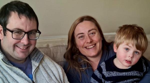 Mark, Caroline and William sit together